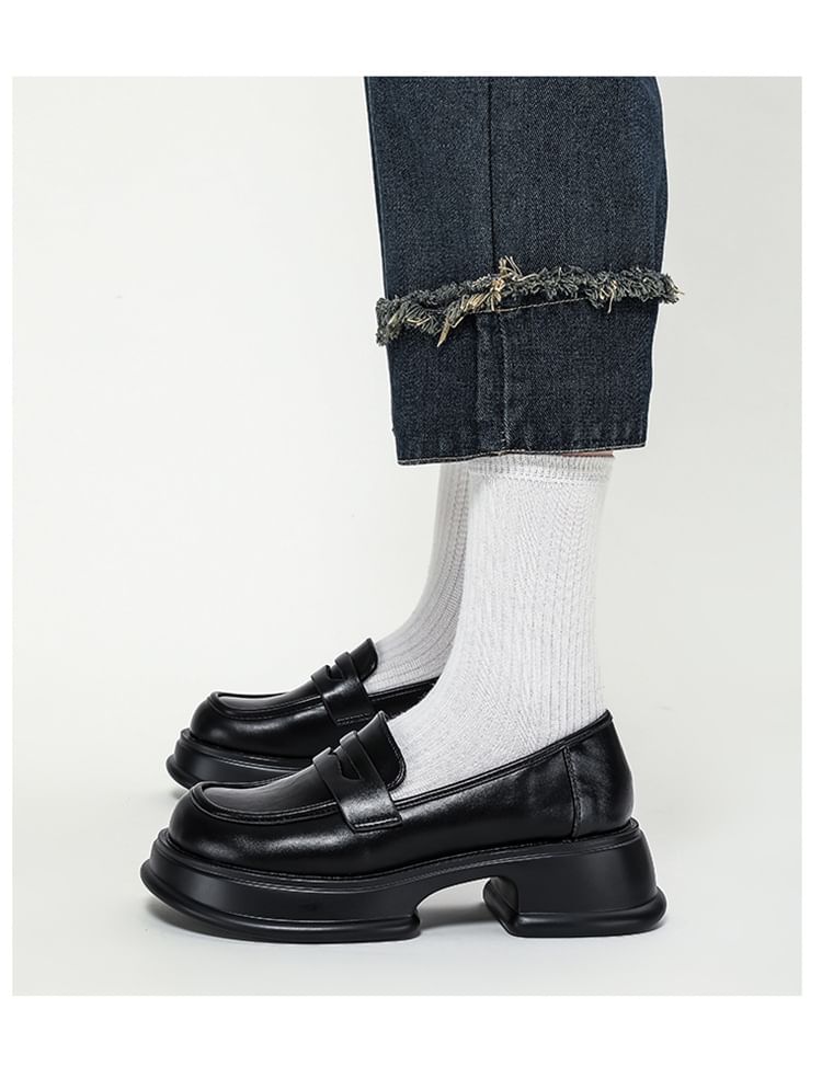 Loafers Platform Heel Chunky