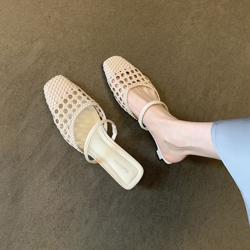 Kitten Toe Heel Square Mules