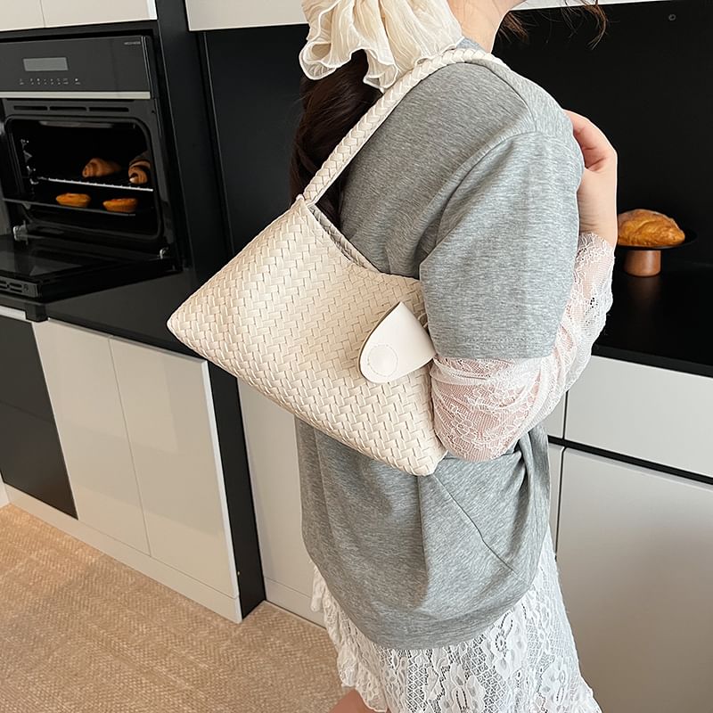 Woven Faux Leather Shoulder Bag