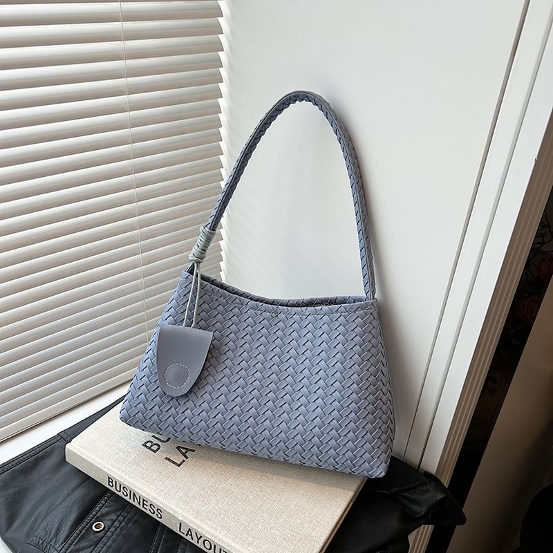 Woven Faux Leather Shoulder Bag