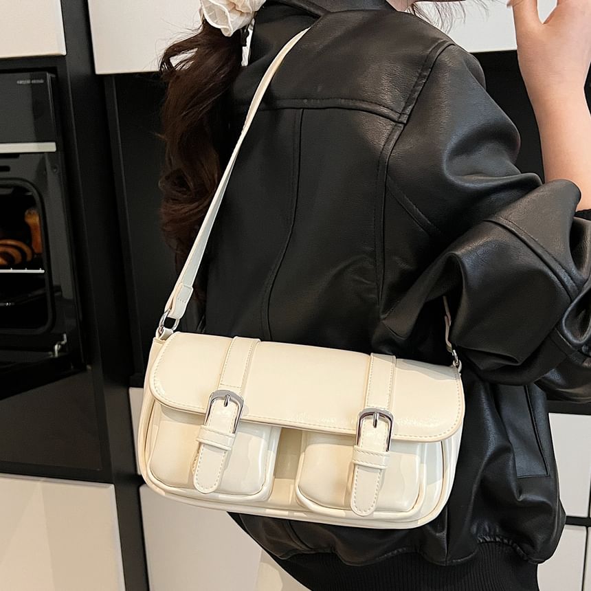 Flap Buckled Pocket Crossbody Shoulder Bag