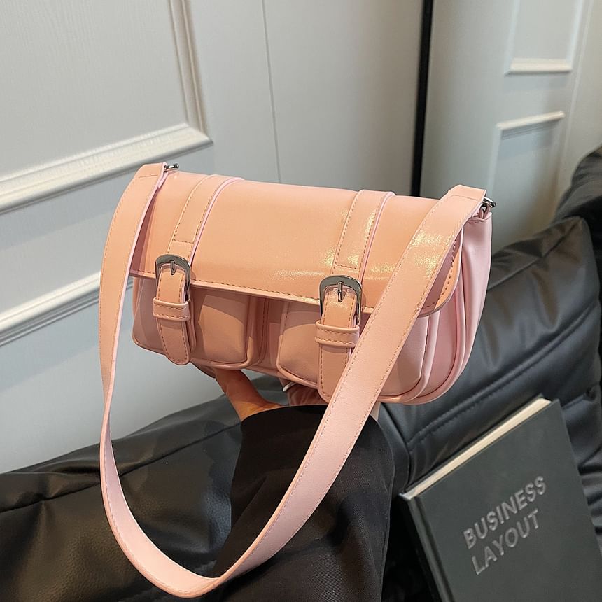 Flap Buckled Pocket Crossbody Shoulder Bag