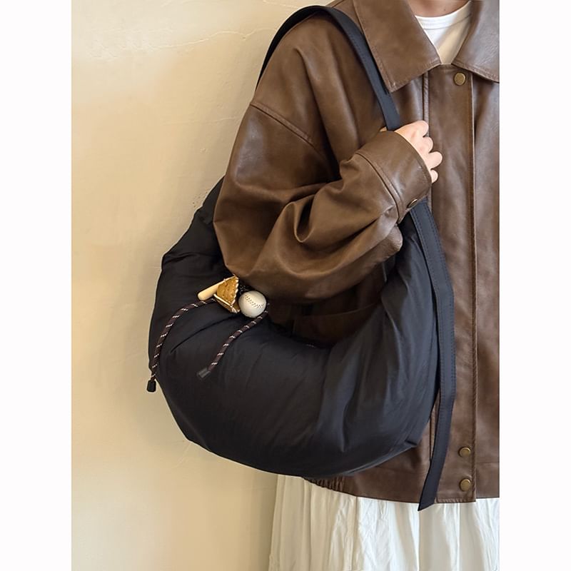 Nylon Plain Hobo Bag