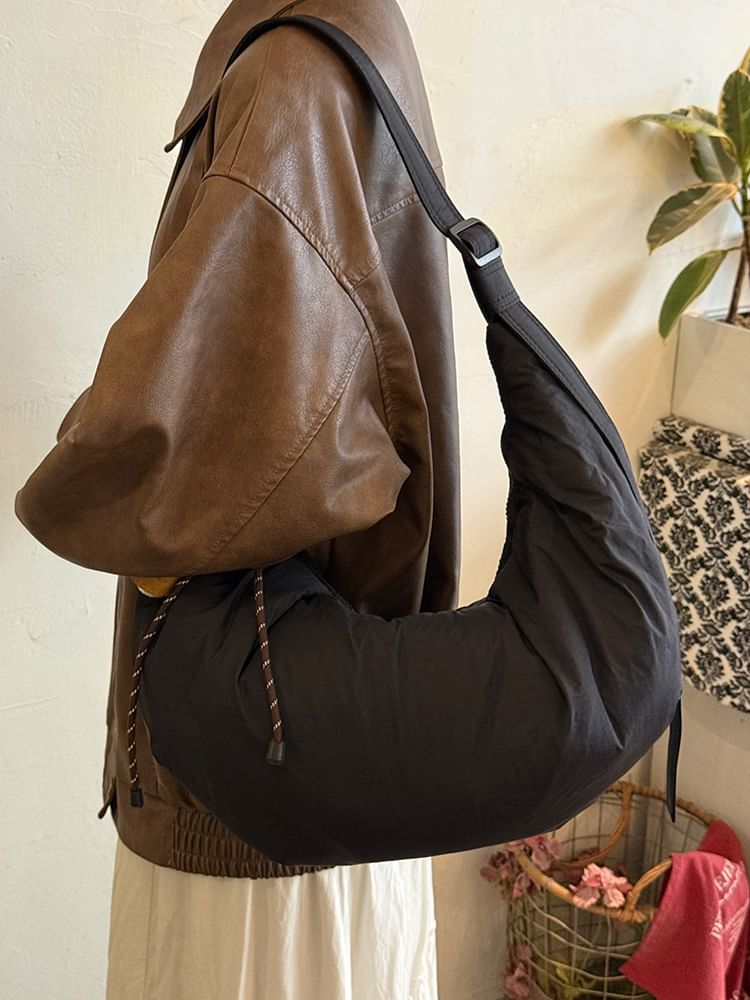 Nylon Plain Hobo Bag