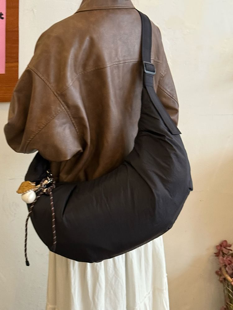 Nylon Plain Hobo Bag