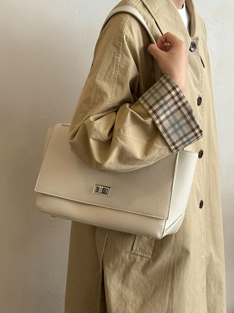 Faux Leather Flap Shoulder Bag