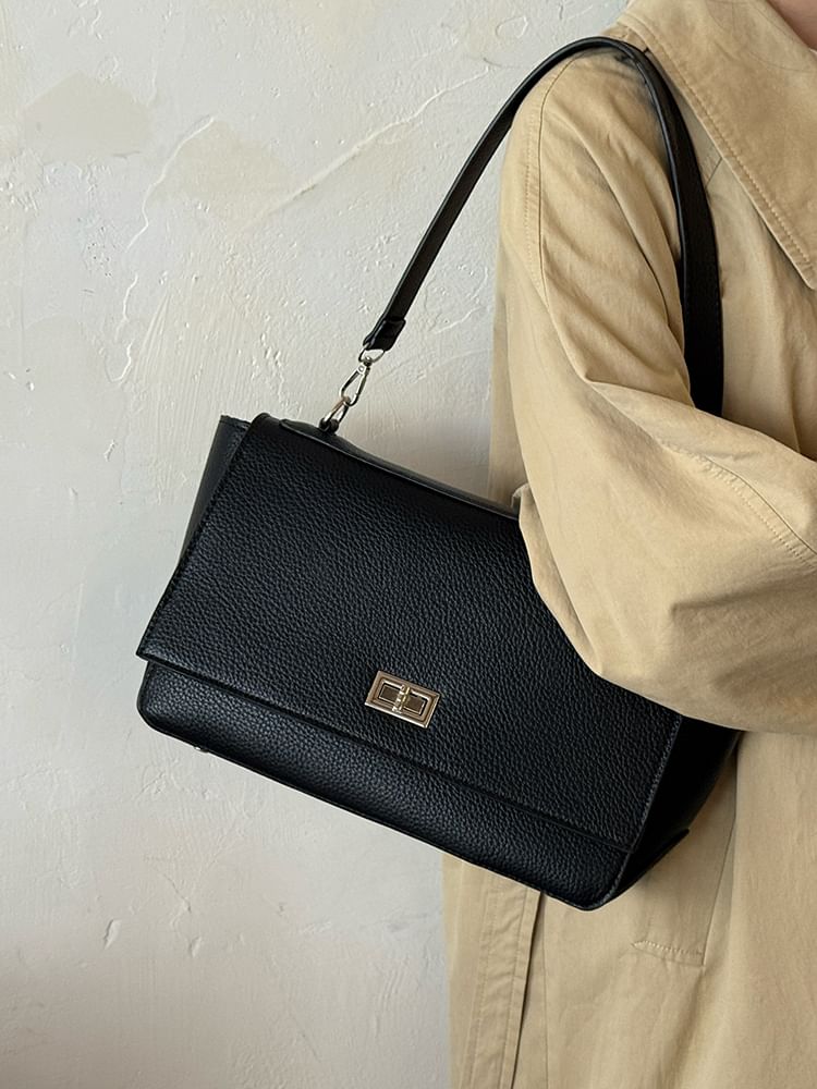 Faux Leather Flap Shoulder Bag
