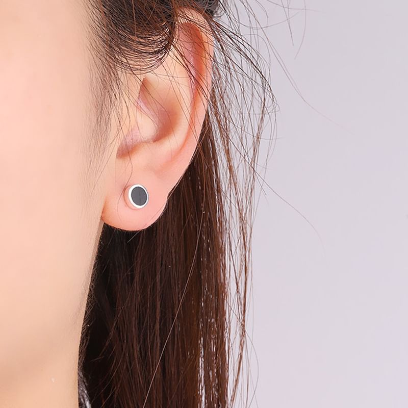 Round Sterling Silver Stud Earrings