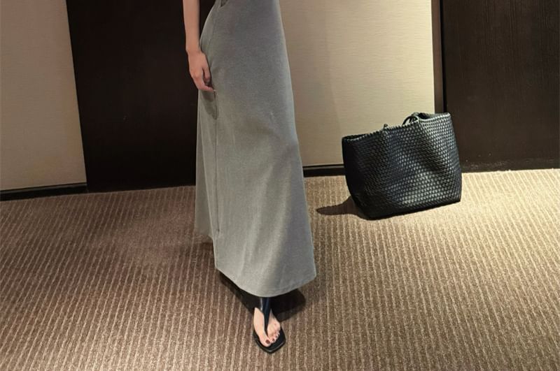 Spaghetti Strap Mock Two Piece Panel Lace Maxi Sheath Dress