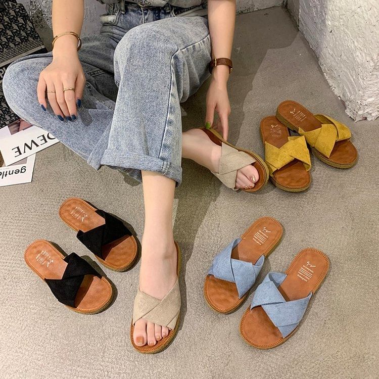 Slide Sandals Criss Cross