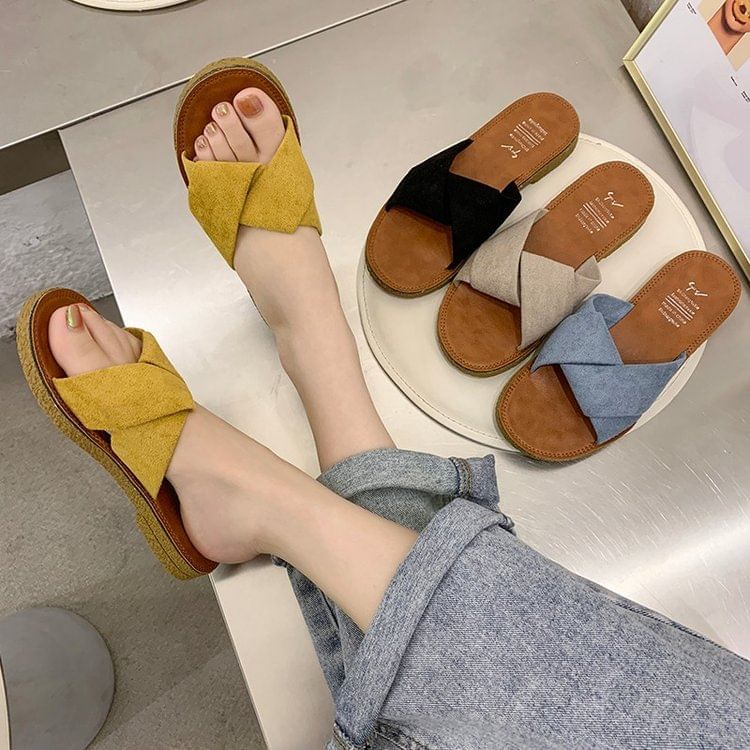 Slide Sandals Criss Cross