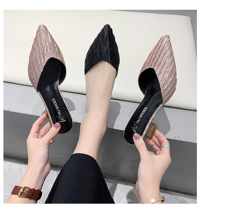 Pointed Heel Toe Kitten Mules