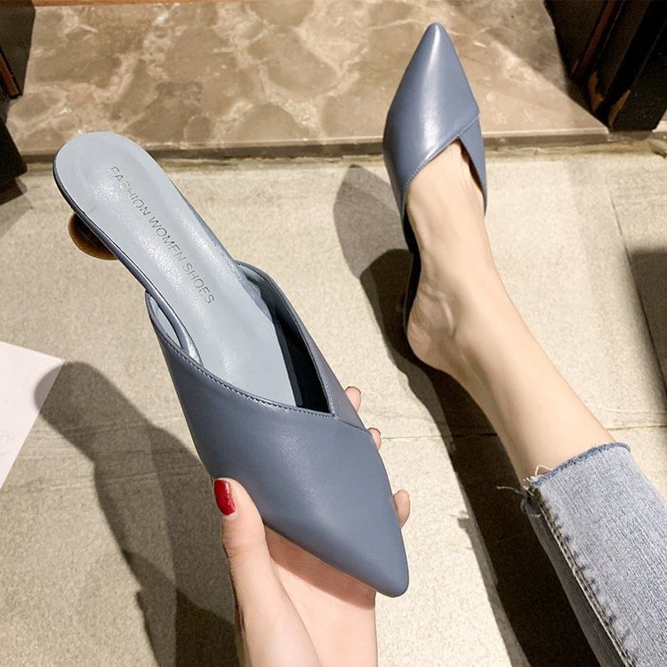 Kitten Heel Pointed Toe Mules