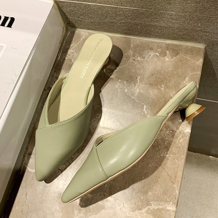 Kitten Heel Pointed Toe Mules
