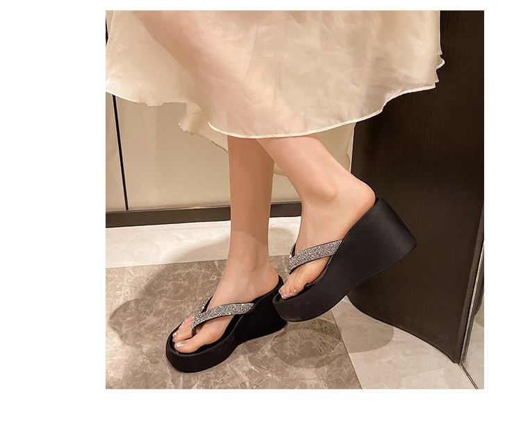 Flip-Flops Rhinestone Wedge Heel Platform