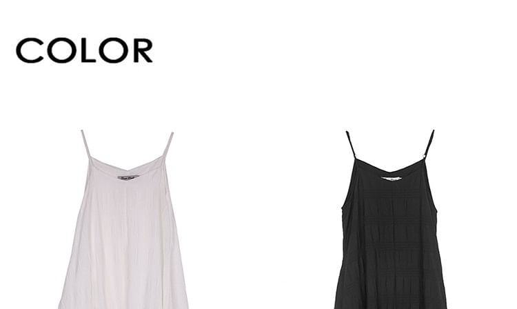 Spaghetti Strap Plain Asymmetrical Midi A-Line Dress