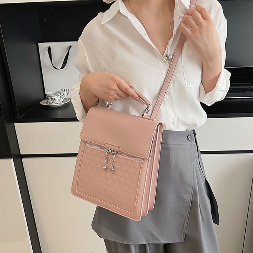 Faux Flap Leather Backpack Plain