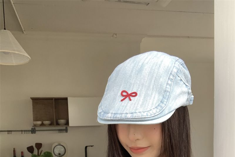 Denim Newsboy Cap Ribbon