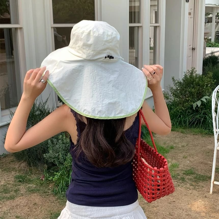 Hiking Trim Hat Contrast Plain Bucket