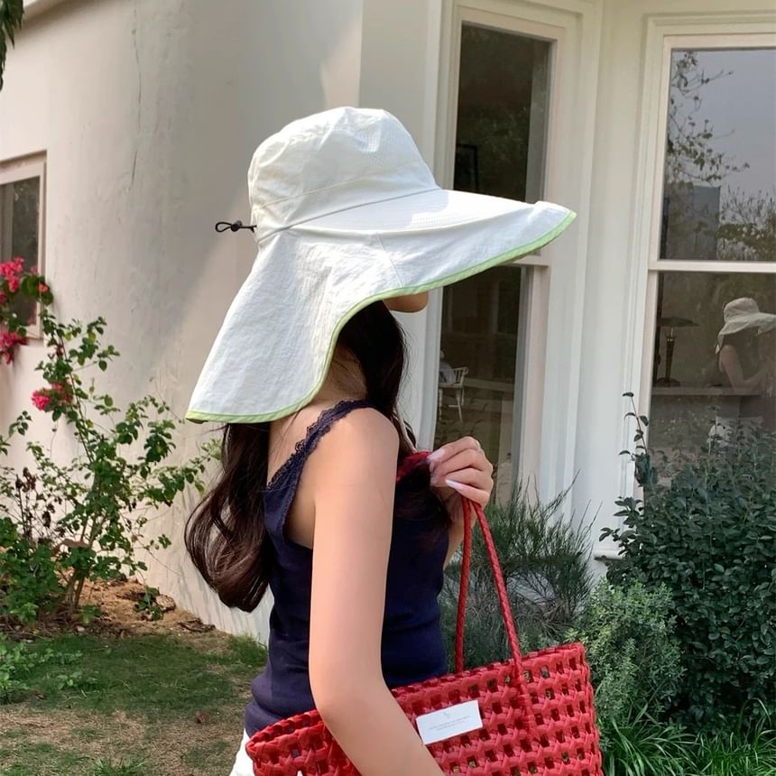 Hiking Trim Hat Contrast Plain Bucket