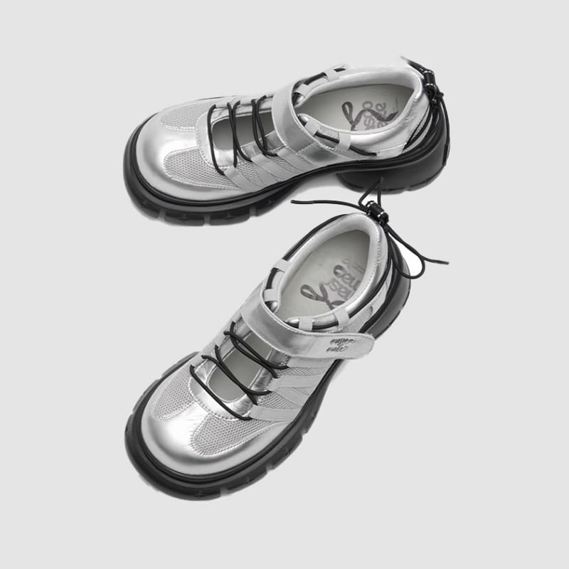 Lace-Up Shoes Platform Heel Chunky