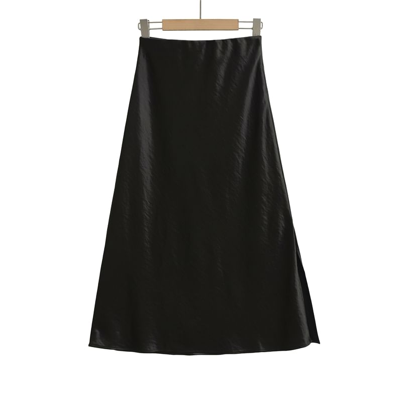 High-Rise Slit Maxi A-Line Skirt
