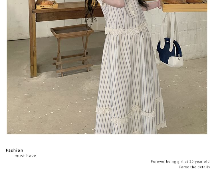 Striped Button Top & Maxi Skirt Ensemble