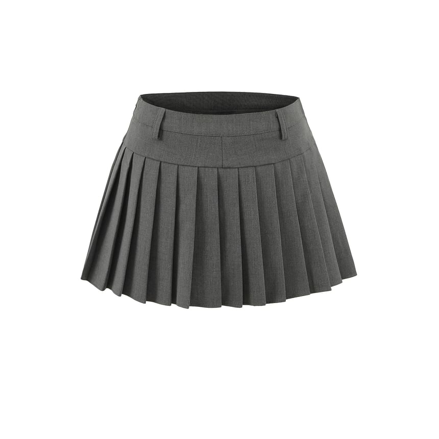 Pleated Micro Skirt with Low-Rise Band