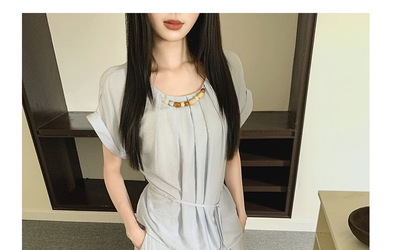 Two-Piece Asymmetric Top & Maxi Skirt Ensemble