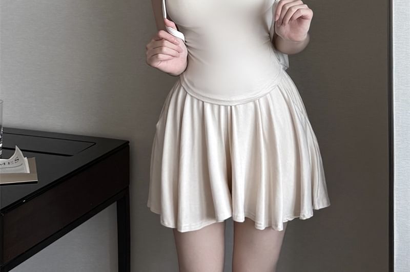 V-Neck Tee & Mini A-Line Skirt Duo