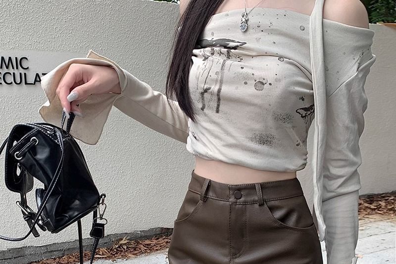 High-Rise Faux Leather Pencil Mini Skirt