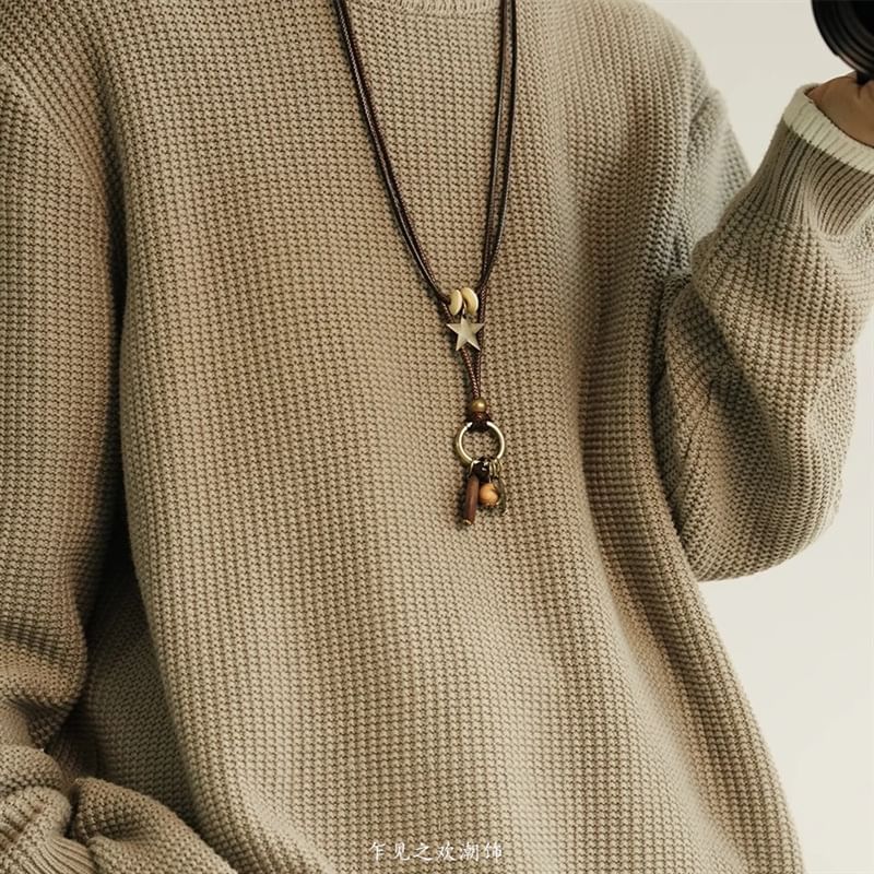 Star Bead Layered Cord Pendant Necklace