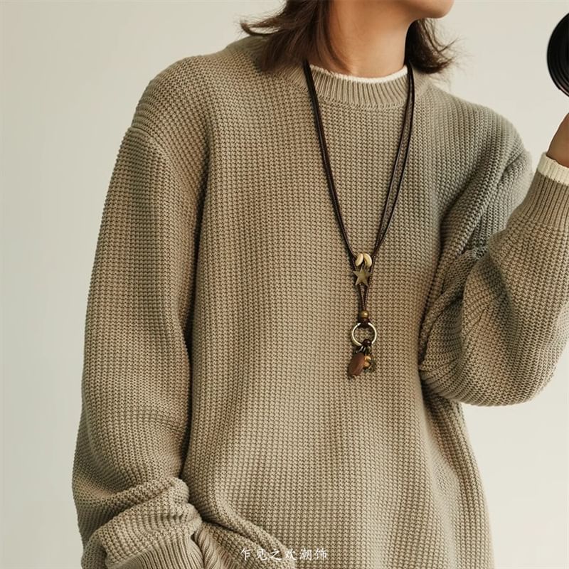 Star Bead Layered Cord Pendant Necklace