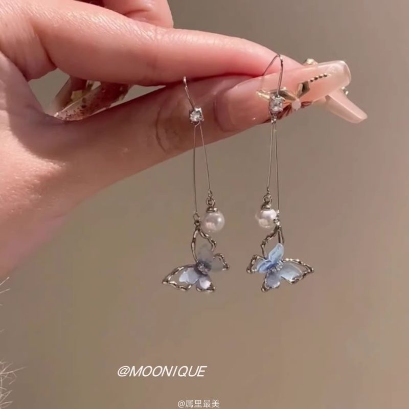 Butterfly Pearl Faux Resin Alloy Dangle Earring