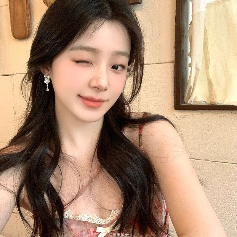 Earring Alloy Rhinestone Drop Floral