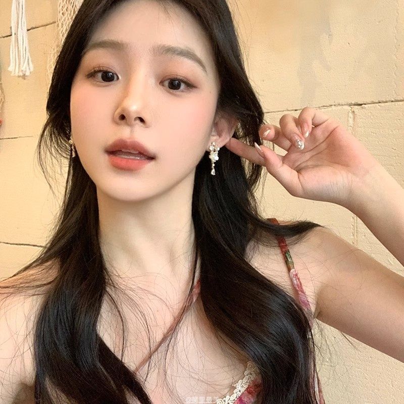 Earring Alloy Rhinestone Drop Floral