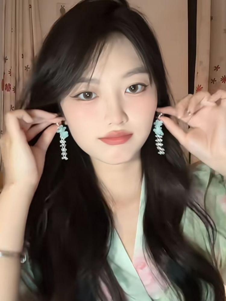 Dangle Earring Bead Alloy Floral