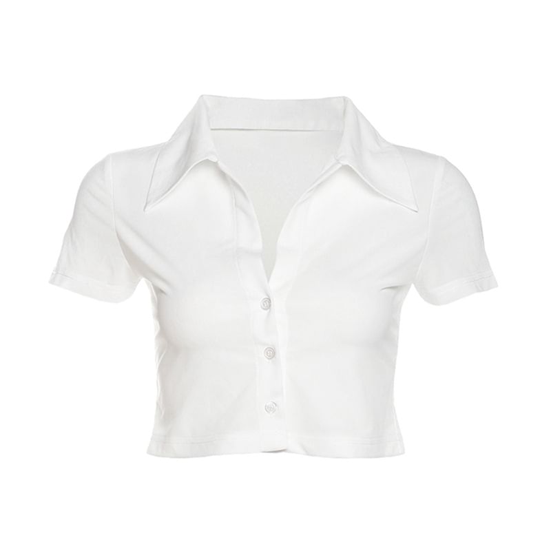 Set: Low-Rise Plaid Pencil Skirt with Bra Top and Short-Sleeve Crop Shirt