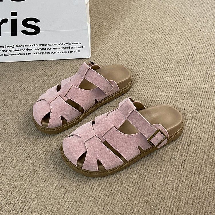 Suede Mules Platform Woven Faux