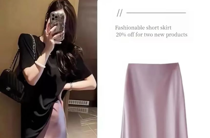 High-Rise Solid Mermaid Hem Midi Skirt