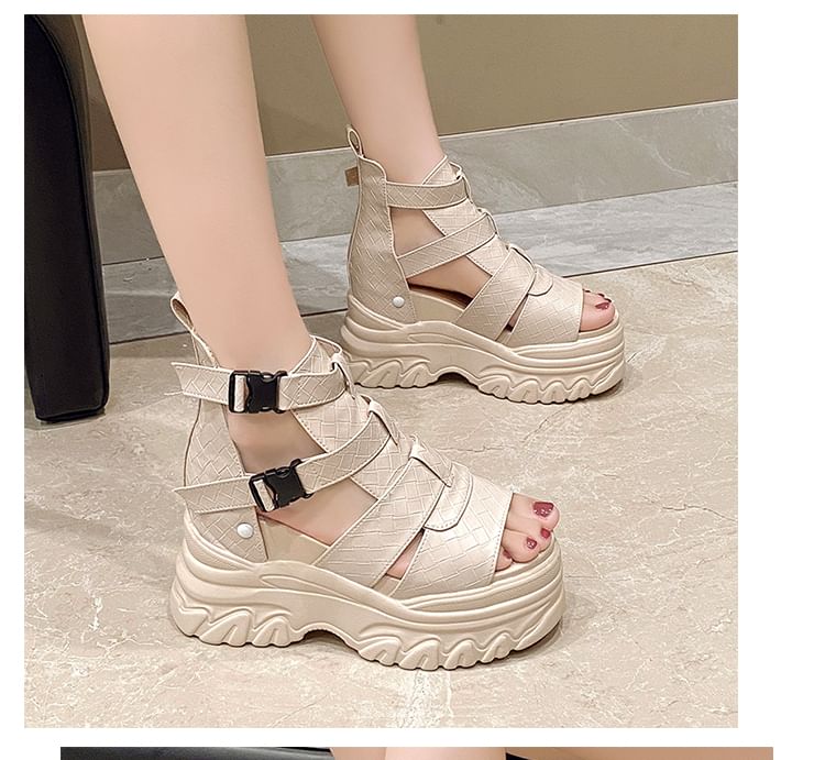 Platform Woven Buckled Sandals