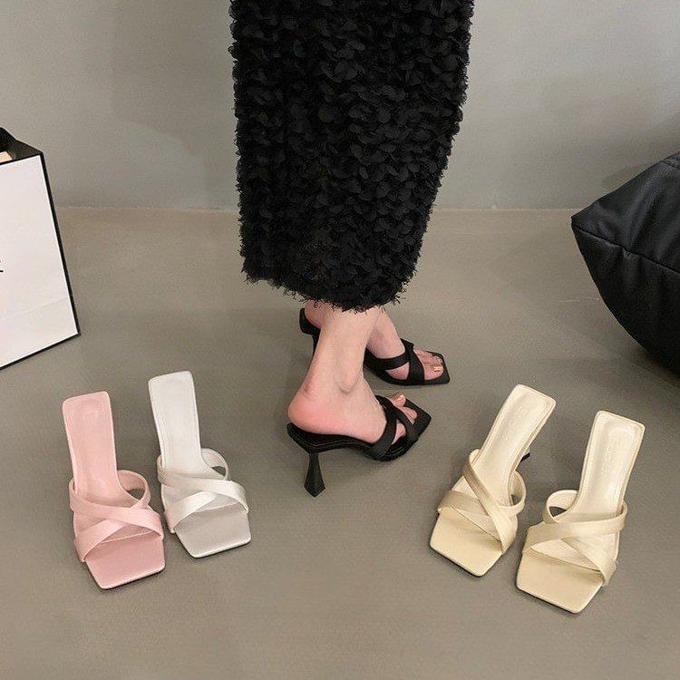 High Heel Square Toe Sandals