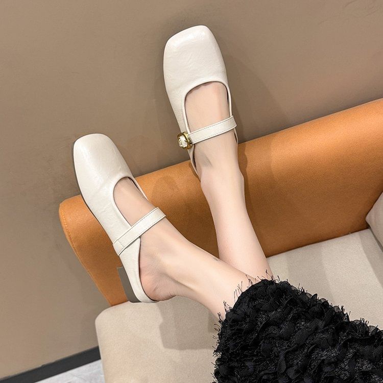 Square Toe Plain Mules