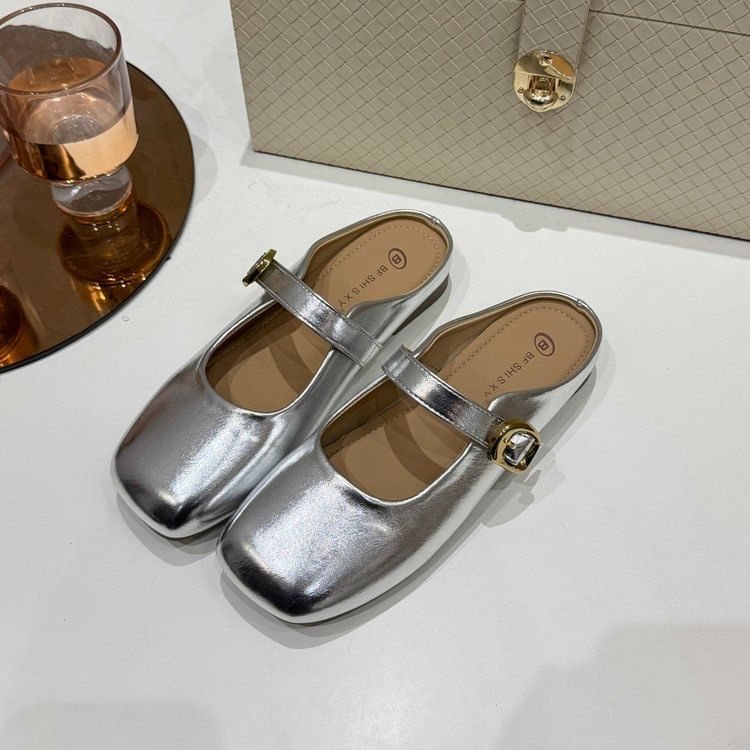 Square Toe Plain Mules