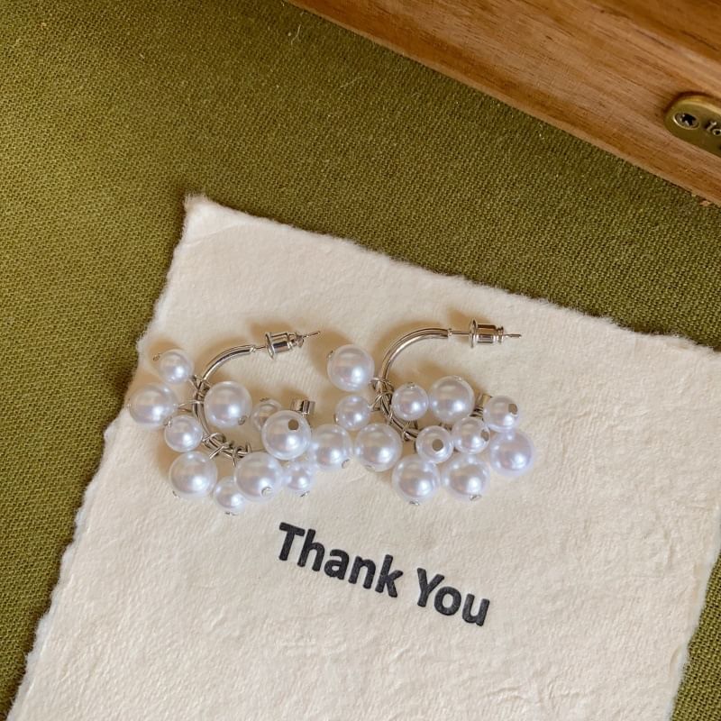 Earring Faux Pearl Hoop