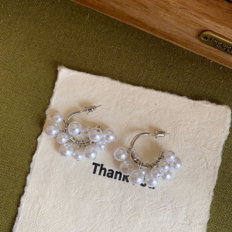 Earring Faux Pearl Hoop