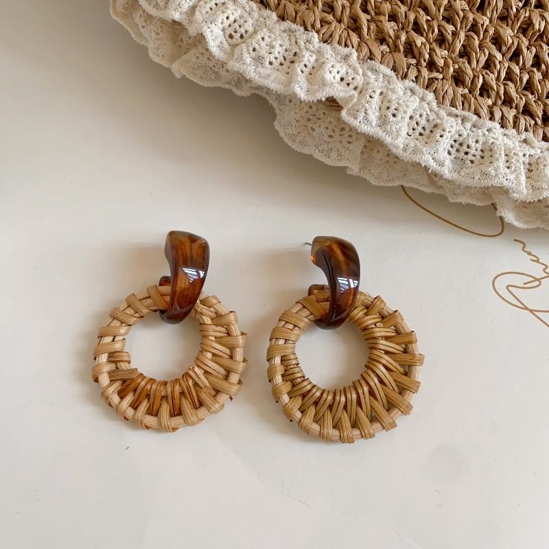 Earring Hoop Woven Drop