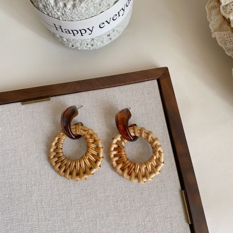 Earring Hoop Woven Drop