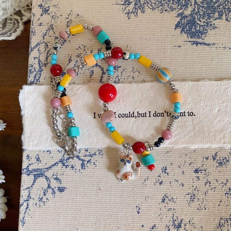 Bead Pendant Necklace Cat