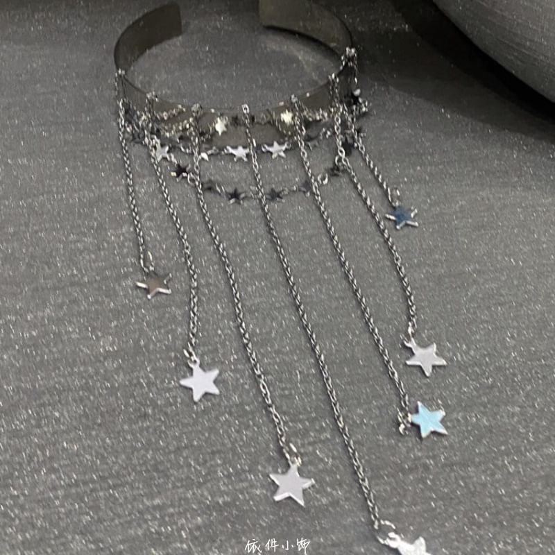 Fringed Bangle Chain Open Star